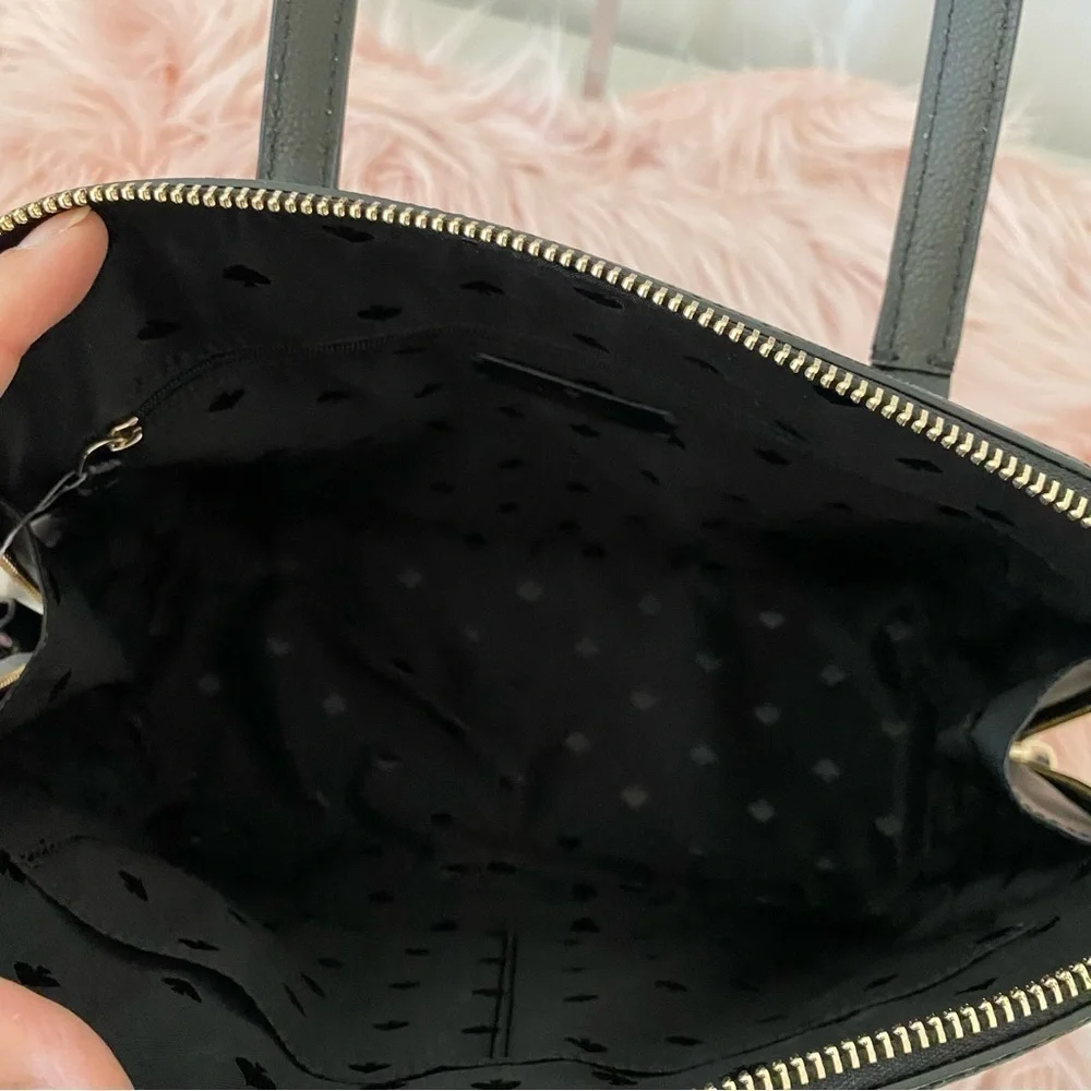 BNWT Kate Spade Black Embossed Leather Medium Dome Satchel w/ Crossbody Strap
